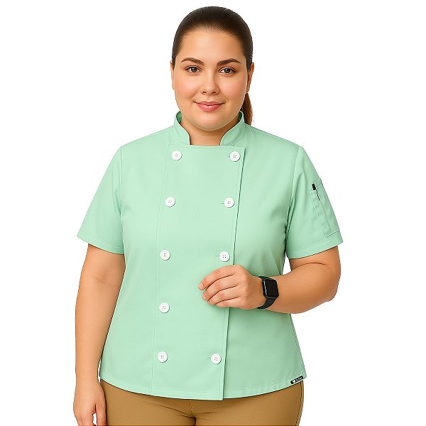 Dólmã Feminina Manga Curta Verde Bebê Plus Size - Dr Chef