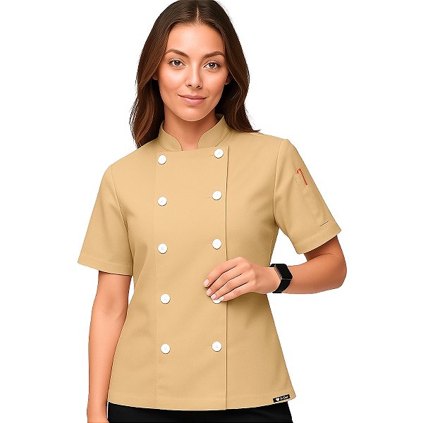 Dólmã Feminino Manga Curta Bege - Dr Chef