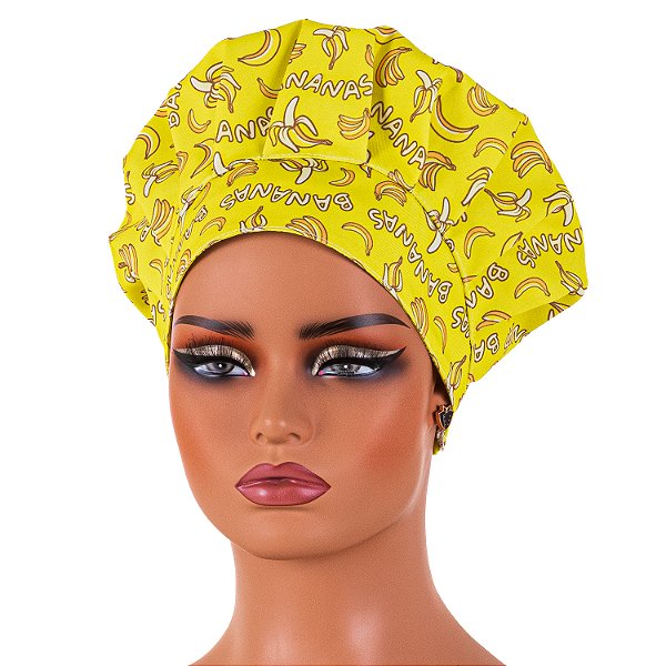 Chapéu Para Chef De Cozinha Estampa Amarelo Bananas - Dr Chef