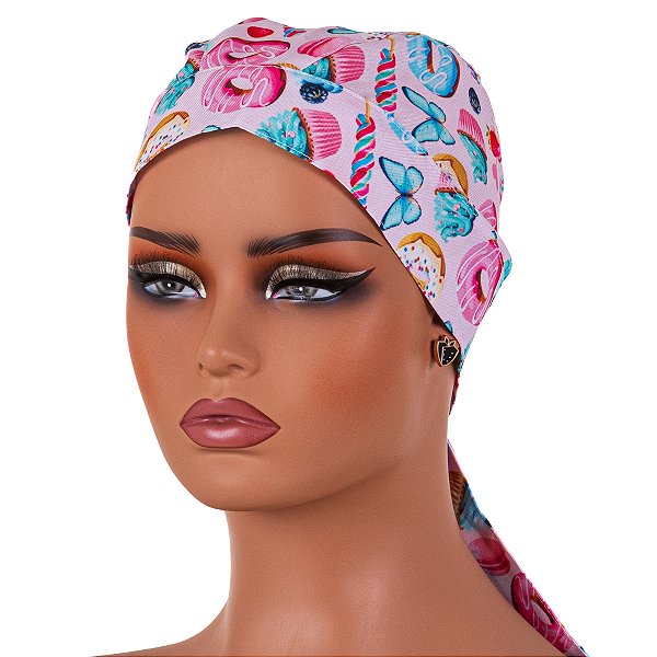Bandana Para Chef De Cozinha Bolinhos Rosa - Dr Chef