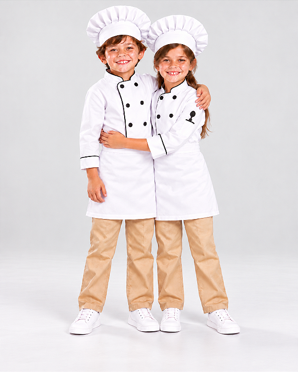 Kit Mini Chef Completo Touca Dolmã e Avental - Dr Chef