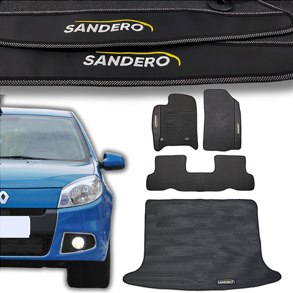 Kit de Tapetes para Sandero 2008 a 2014 - Internos + Porta Malas