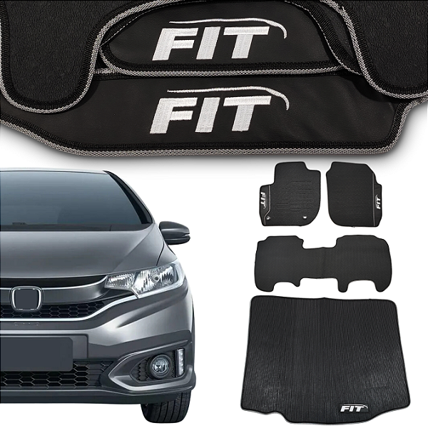 Kit de Tapetes para New Fit 2015 a 2021 - Internos + Porta Malas