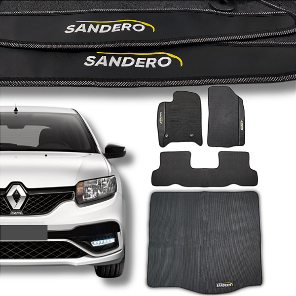 Kit de Tapetes para Sandero 2015 a 2019 - Internos + Porta Malas