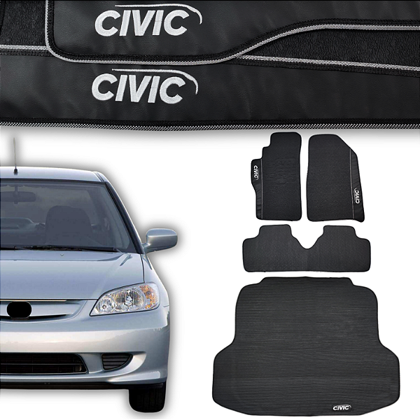 Kit de Tapetes para Civic 2001 a 2006 - Internos + Porta Malas