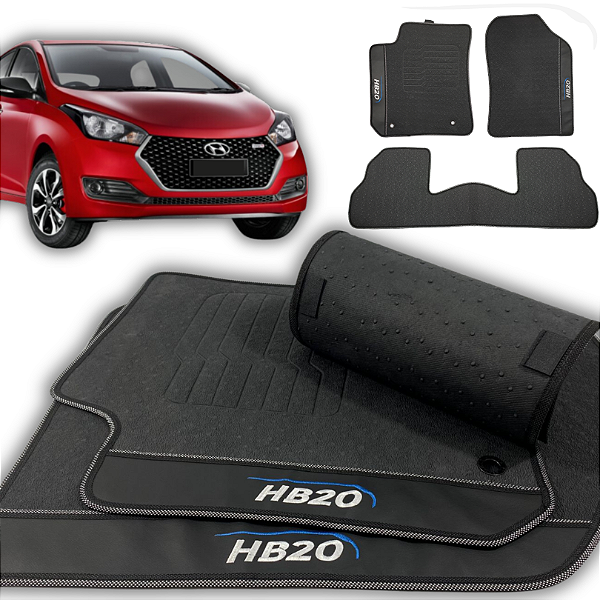 Tapete Compativel com Hyundai HB20 2012 a 2025 com Traseiro Inteiriço - 3 peças - Linha Premium