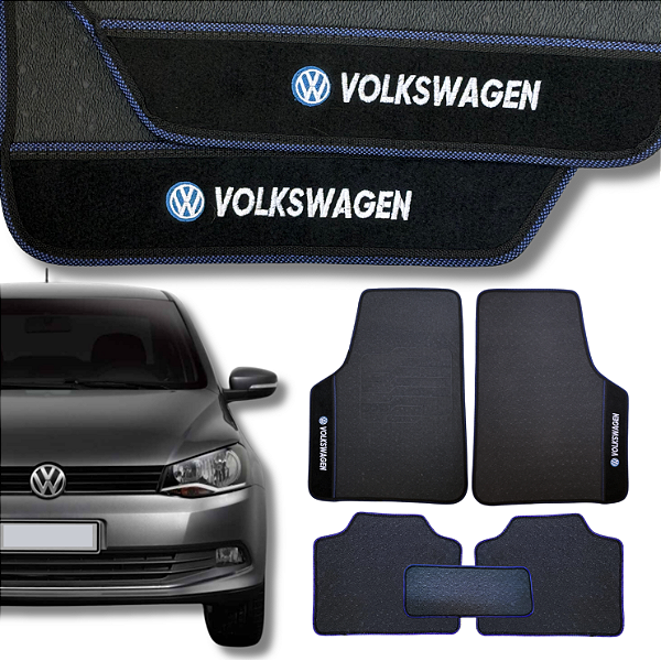 Tapete para Volkswagen com Detalhes em Azul - Linha Universal - 5 Peças