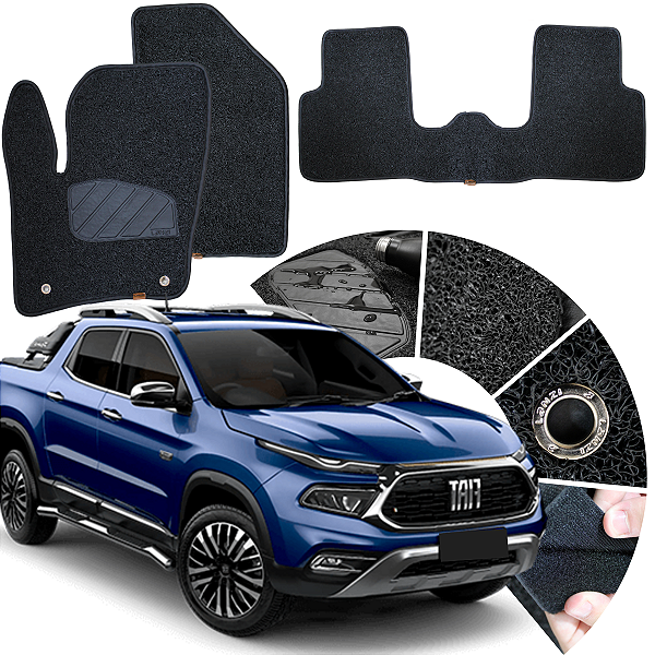 Tapete Capacho Fiat Toro 2016 a 2025 - 3 peças - Linha Premium
