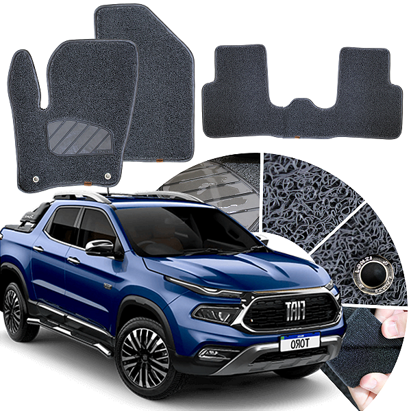 Tapete Capacho Fiat Toro 2016 a 2025 - 3 peças - Linha Premium