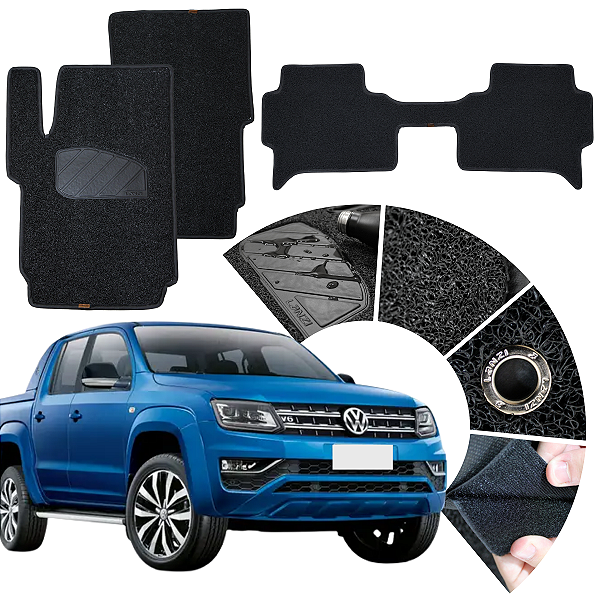 Tapete de Capacho Para Amarok com Porta Copos 2010 a 2025 - Preto