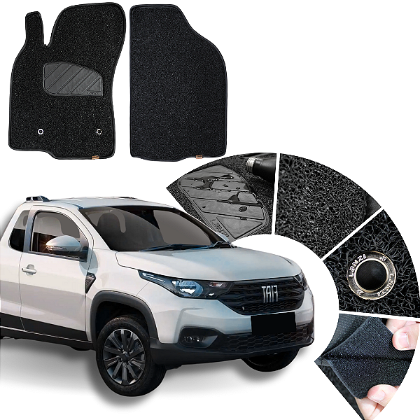 Kit tapete carro Strada Cabine Simples 2020 a 2025 Linha Capacho 12 mm