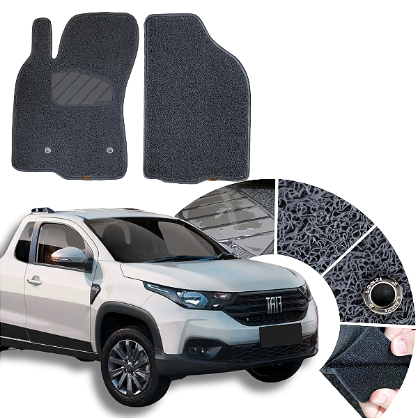 Kit tapete carro Strada Cabine Simples 2020 a 2025 Linha Capacho 12 mm