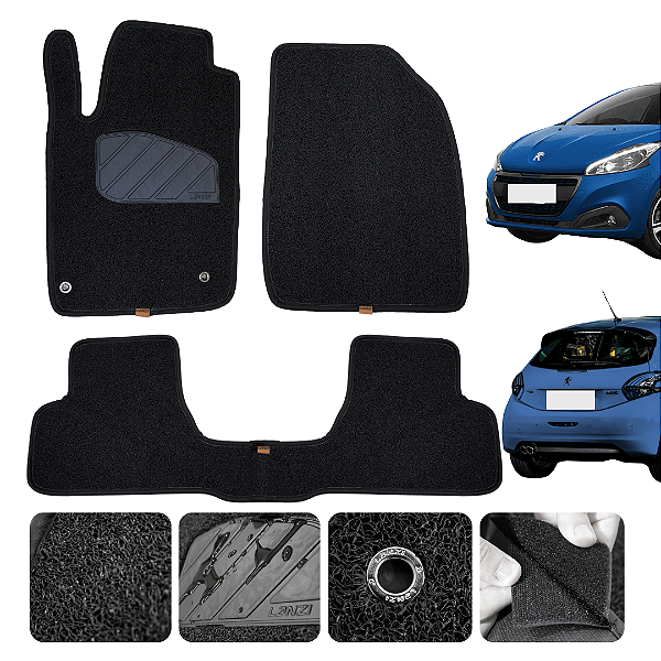 Tapete Automotivo Para Peugeot 208 2013 a 2020 Original Lanzi - Preto