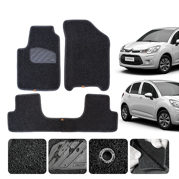 Tapete automotivo para Citroën C3 2002 A 2012 Original Lanzi Preto