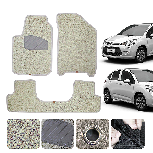 Tapete automotivo para Citroën C3 2002 A 2012 Original Lanzi Bege