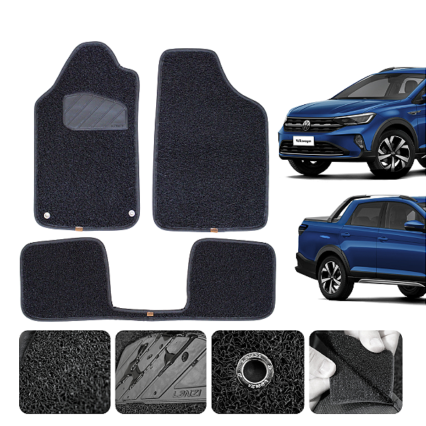 Tapete automotivo para Saveiro CD 2013 A 2026 Original Lanzi Preto