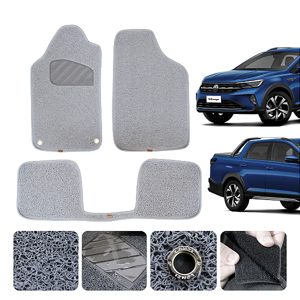Tapete automotivo para Saveiro CD 2013 A 2026 Original Lanzi Cinza