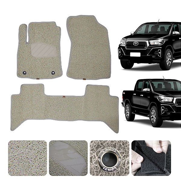 Tapete automotivo Para Toyota Hilux 2019 a 2025 capacho Bege