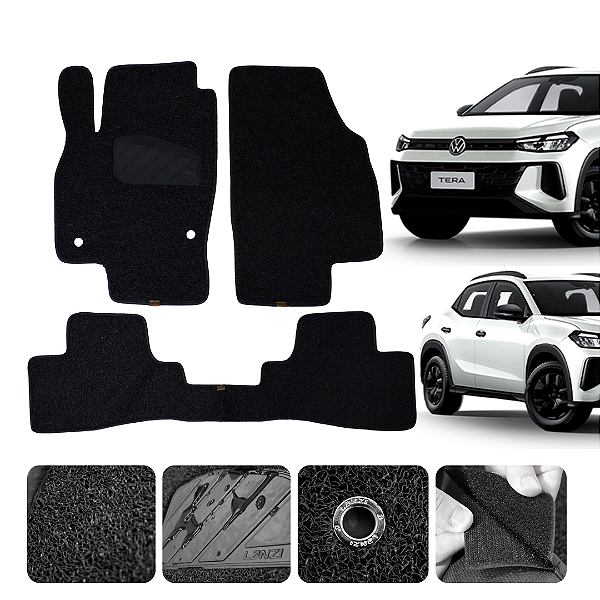 Tapete automotivo Para volksvagem Tera 2025 e 2026 capacho Preto