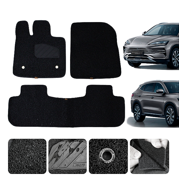 Tapete automotivo Para Byd Song Plus 2022 a 2025 capacho Preto