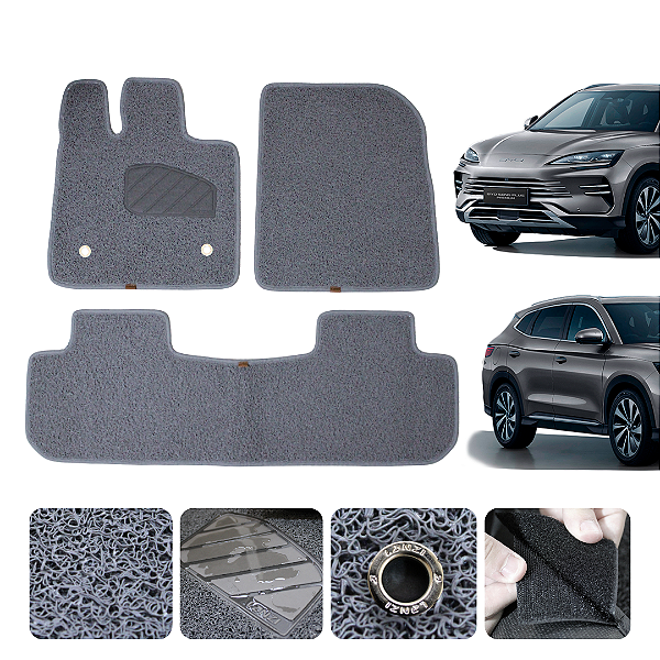 Tapete automotivo Para Byd Song Plus 2022 a 2025 capacho Cinza
