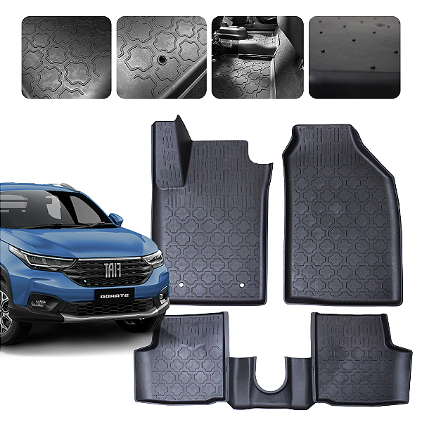 Tapete Automotivo Borda elevada Para Fiat Strada CD 2020 a 2026 Original Lanzi