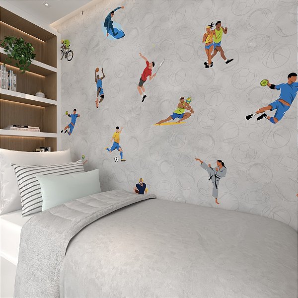 Papel de Parede Personalizado Esportes,- Futebol Bike e Vôlei