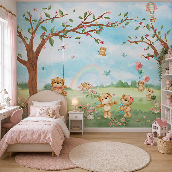 Papel de Parede Infantil Personalizado Universo de Ursinhos
