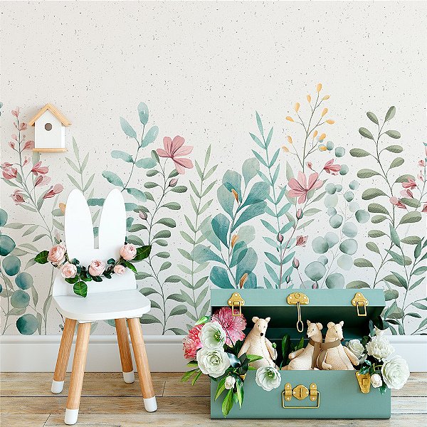 Papel de Parede Personalizado Jardim Aquarela