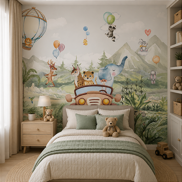 Papel de Parede Personalizado Safari Aquarela