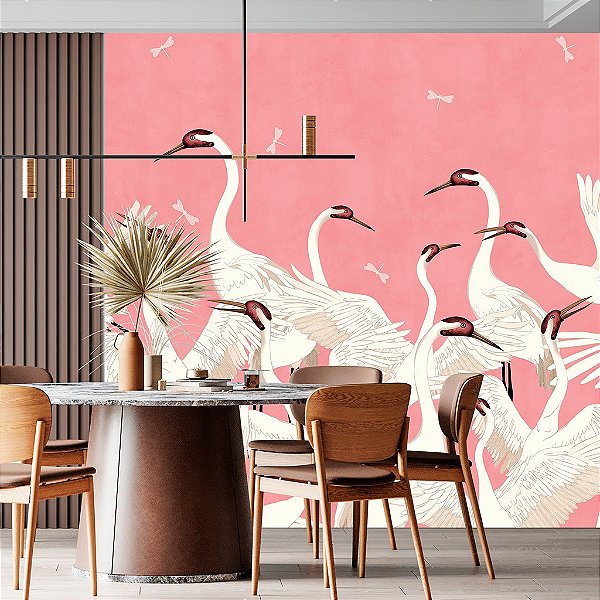 Papel de Parede Personalizado Cisne Rosa - Sob Medida