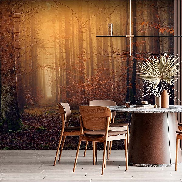 Papel de Parede Personalizado Floresta Laranja