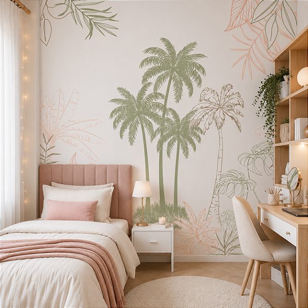 Papel de Parede Personalizado Plantas Clean