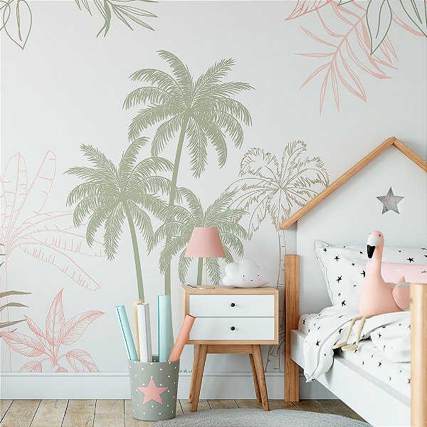 Papel de Parede Personalizado Plantas Clean