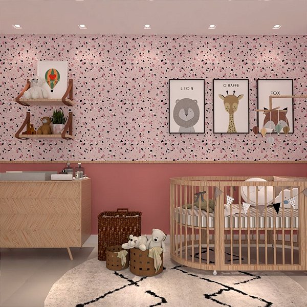 Papel de Parede Personalizado Granilite Terrazzo Rosa