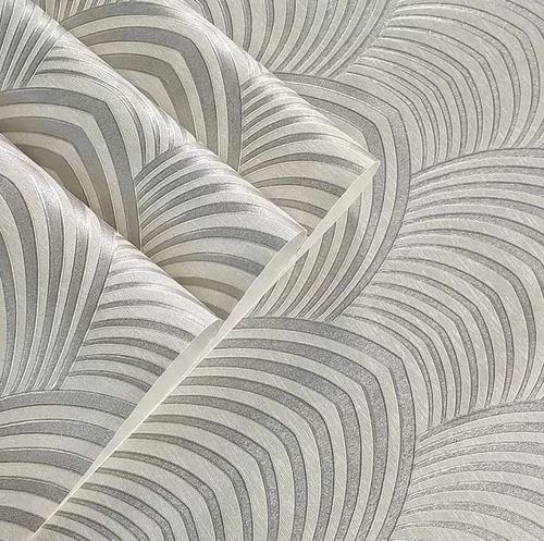 Papel de Parede Vinílico Importado Geométrico Quarto Luxo Cinza com Brilho  - Rolo de 10 metros  MV22