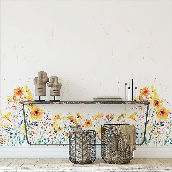 Papel de Parede Personalizado Tela Jardim Aquarela