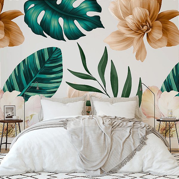 Papel de Parede Infantil Personalizado Folhagem Champagne