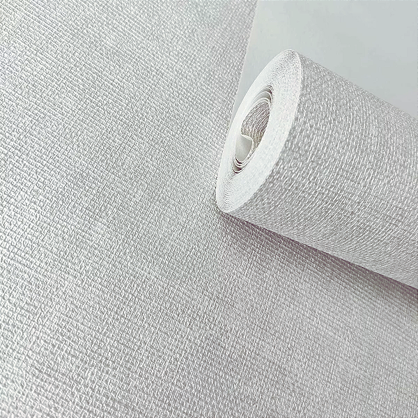 Papel De Parede Vinílico Lavável Importado Linho Cinza Claro VT57 - Rolo 10 Mt