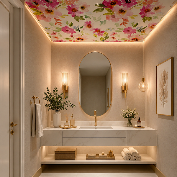 Papel de Parede Personalizado Floral Rosa