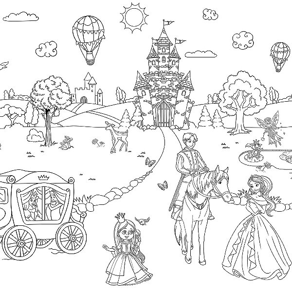 Papel de Parede Infantil Personalizado Non Woven Colorir Mundo Encantado