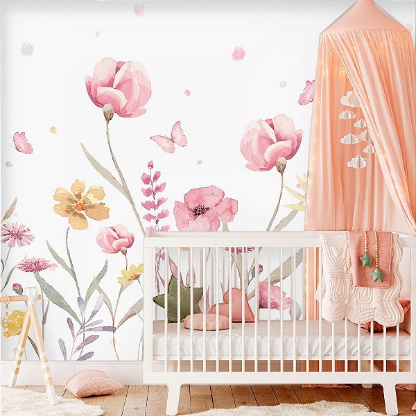 Papel de Parede Personalizado Flower Sob Medida Flor Quarto - Sala