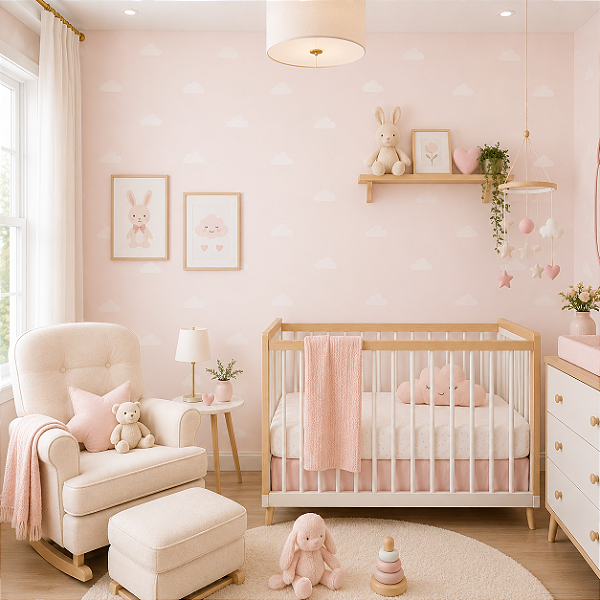 Papel de Parede Personalizado Nuvem Rose