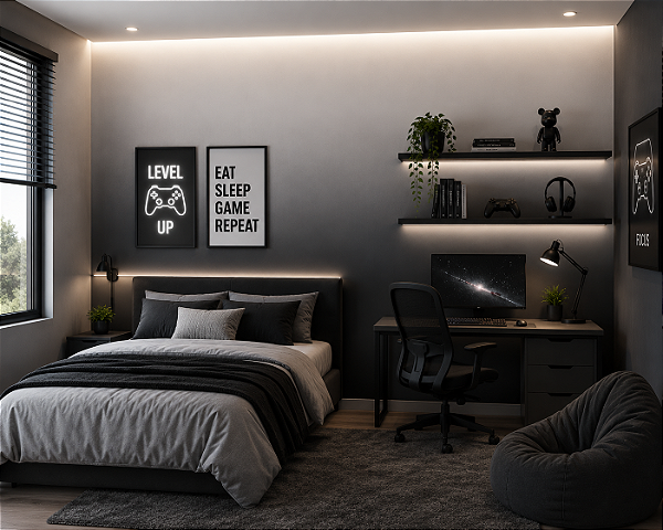 Papel de Parede Personalizado Sob Medida Non Woven Degradê Preto Lavável