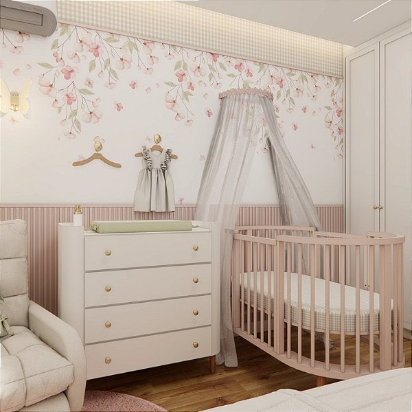 Papel de Parede para Quarto Infantil Personalizado Pendente Floral