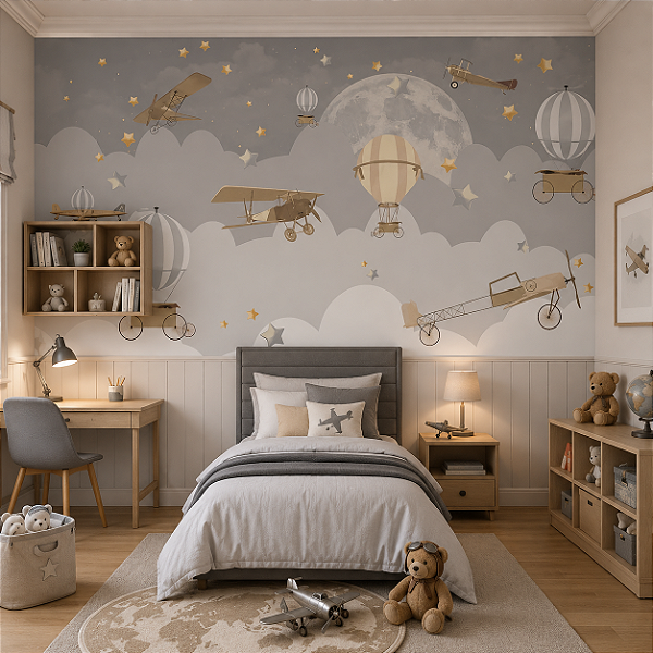 Papel de Parede Personalizado Quarto Infantil Menino Personalizado Aviões