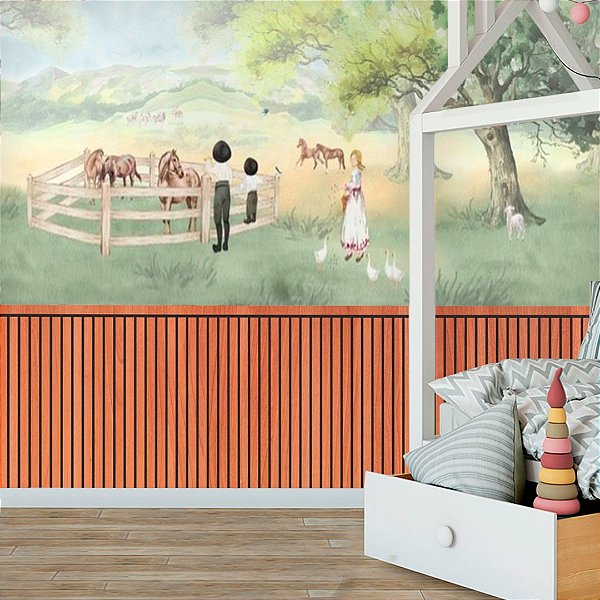Papel de Parede Infantil Personalizado Fazenda Feliz Aquarela