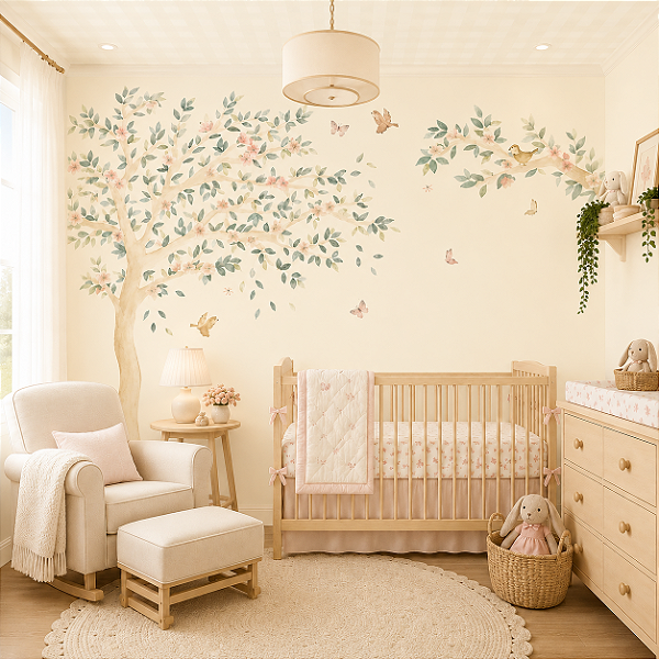 Papel de Parede Personalizado Quarto Infantil Floresta Feliz - Passarinhos