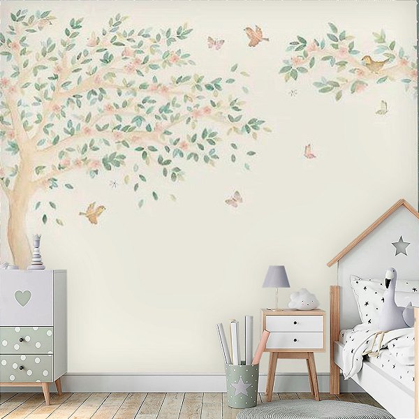 Papel de Parede Infantil Personalizado Floresta Feliz - Passarinhos
