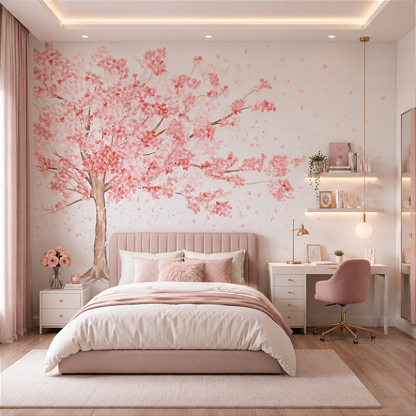 Papel de Parede Personalizado Quarto Infantil Aquarela Árvore